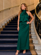 Nopal | Sleeveless Draped Neck Midi Dress