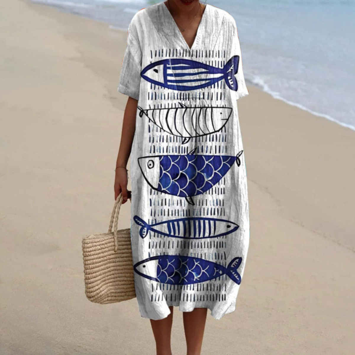 Kalinda™ | Fish-Print Summer Dress