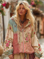 Elowen | Floral Embroidered Zip Hoodie