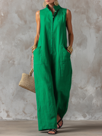 Aurelia | Sleeveless Stand Collar Jumpsuit