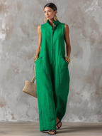 Aurelia | Sleeveless Stand Collar Jumpsuit
