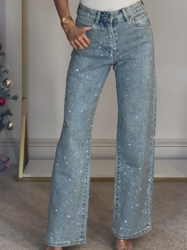 Elena High Waisted Diamanté Jeans