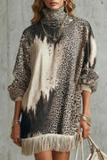 Solenne – Fringed hemline – Leopard mini dress