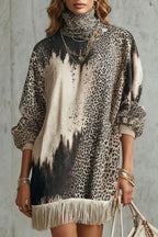 Solenne – Fringed hemline – Leopard mini dress