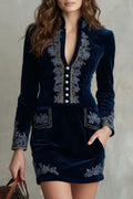 Élarine – Embroidered velvet elegance – Fitted mini dress