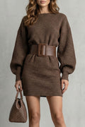 Aderisse – Structured knit fit – Belted mini dress (Belt included)