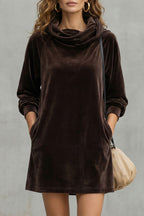 Moréna – Velvet drape comfort – Cowl neck mini dress