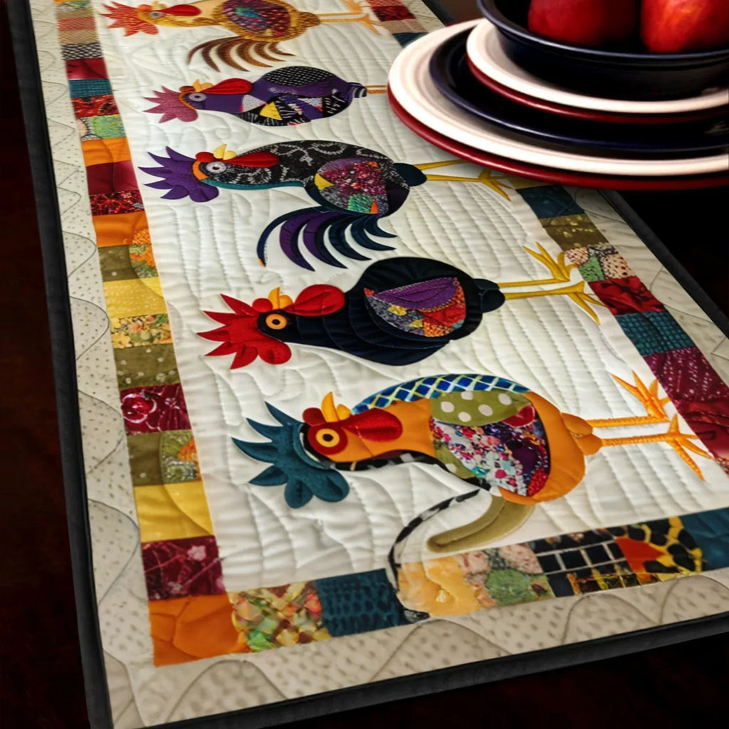Quilted Tablecloth - Parade of Roosters