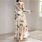 Celeste | Abstract Print Long Sleeve Maxi Dress