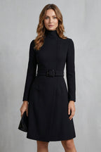 Nivara – Asymmetric belted waist – A-line midi dress