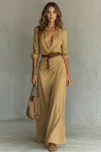 Azura | Button-Down Wrap Belted Maxi Dress