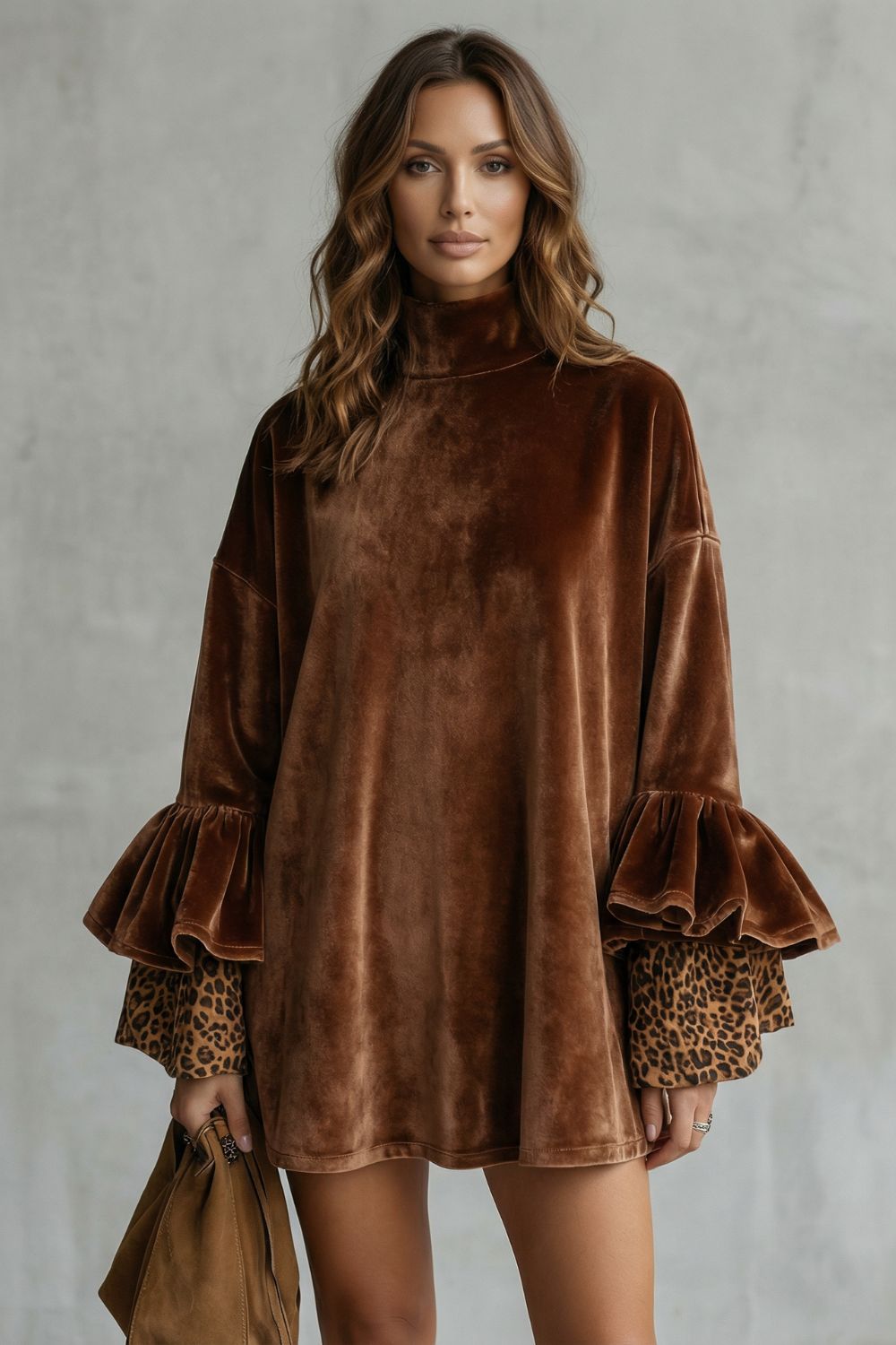 Velanique – Tiered sleeve detail – Velvet mini dress