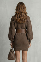 Aderisse – Structured knit fit – Belted mini dress (Belt included)