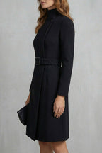Nivara – Asymmetric belted waist – A-line midi dress