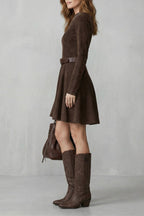 Cavellina – Belted suede effect – Mini dress (Belt included)