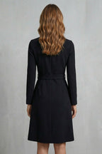 Nivara – Asymmetric belted waist – A-line midi dress