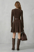 Cavellina – Belted suede effect – Mini dress (Belt included)