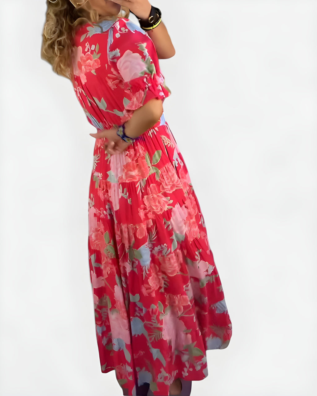 Alessia™ Elegant Floral V-Neck Dress