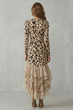 Lioraé – Ruffled hem – Leopard print midi dress