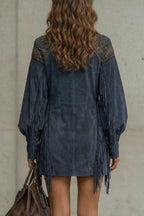 Calvetta – Embroidered fringe detail – Tunic mini dress