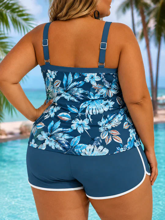 Layla | Plus Size Floral Tankini Shorts Set