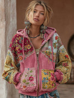 Odette | Vintage Floral Patchwork Zip Hoodie
