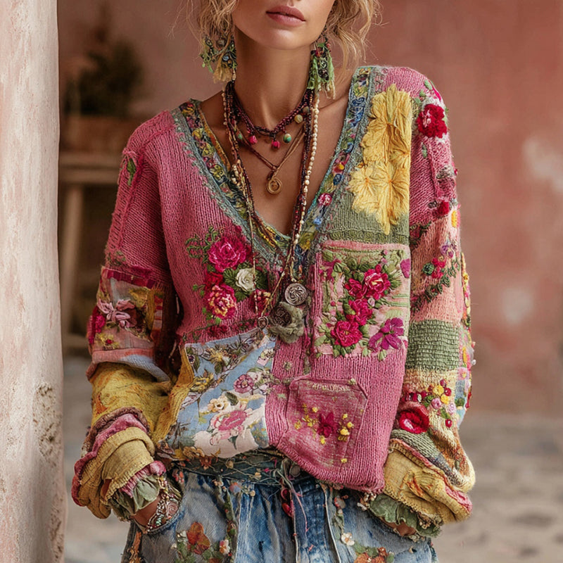 Isadora | Vintage Patchwork Knit Sweater
