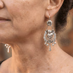 Vintage Silver Floral Chandelier Earrings