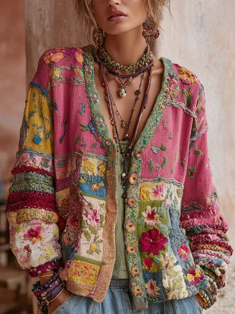 Milla | Vintage Patchwork Knit Cardigan