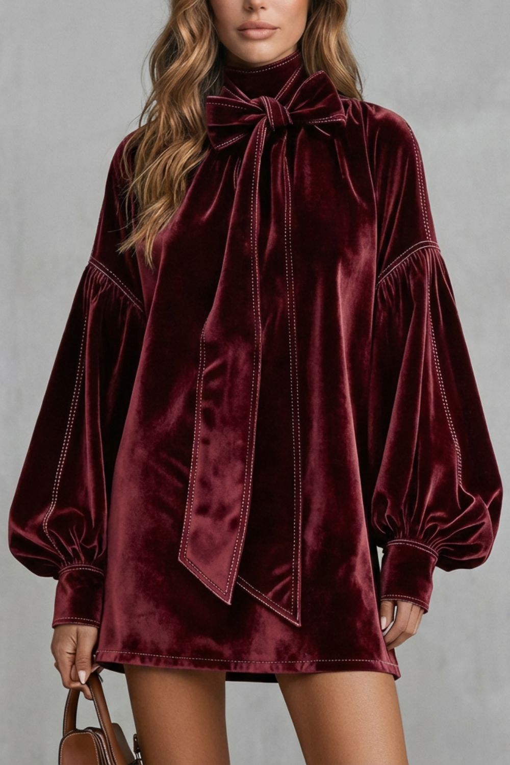 Velourine – Bow neck elegance – Mini dress