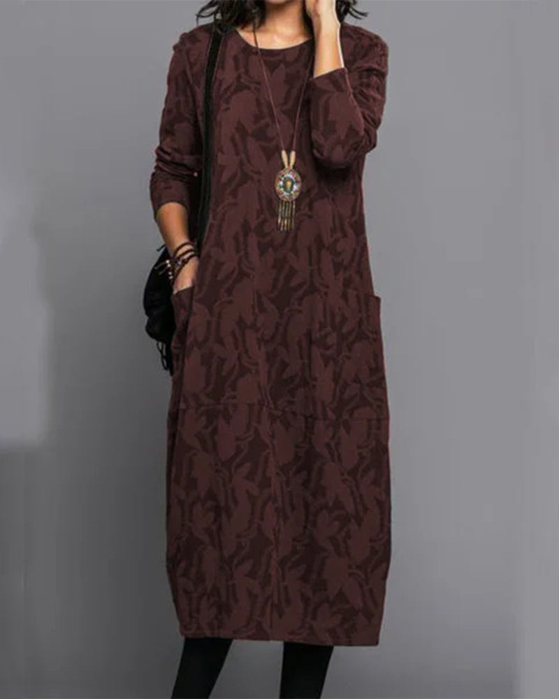 Dahlia | Long Sleeve Floral Midi Dress