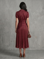 Theodora | Pleated Waistline Stripe Midi Dress
