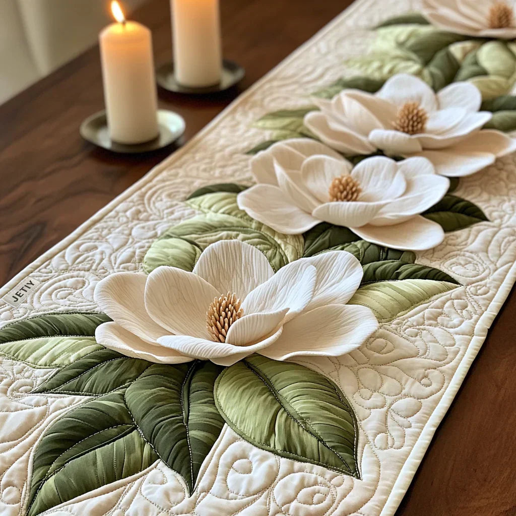 Quilted Table Runner - Gratitude in Flowers