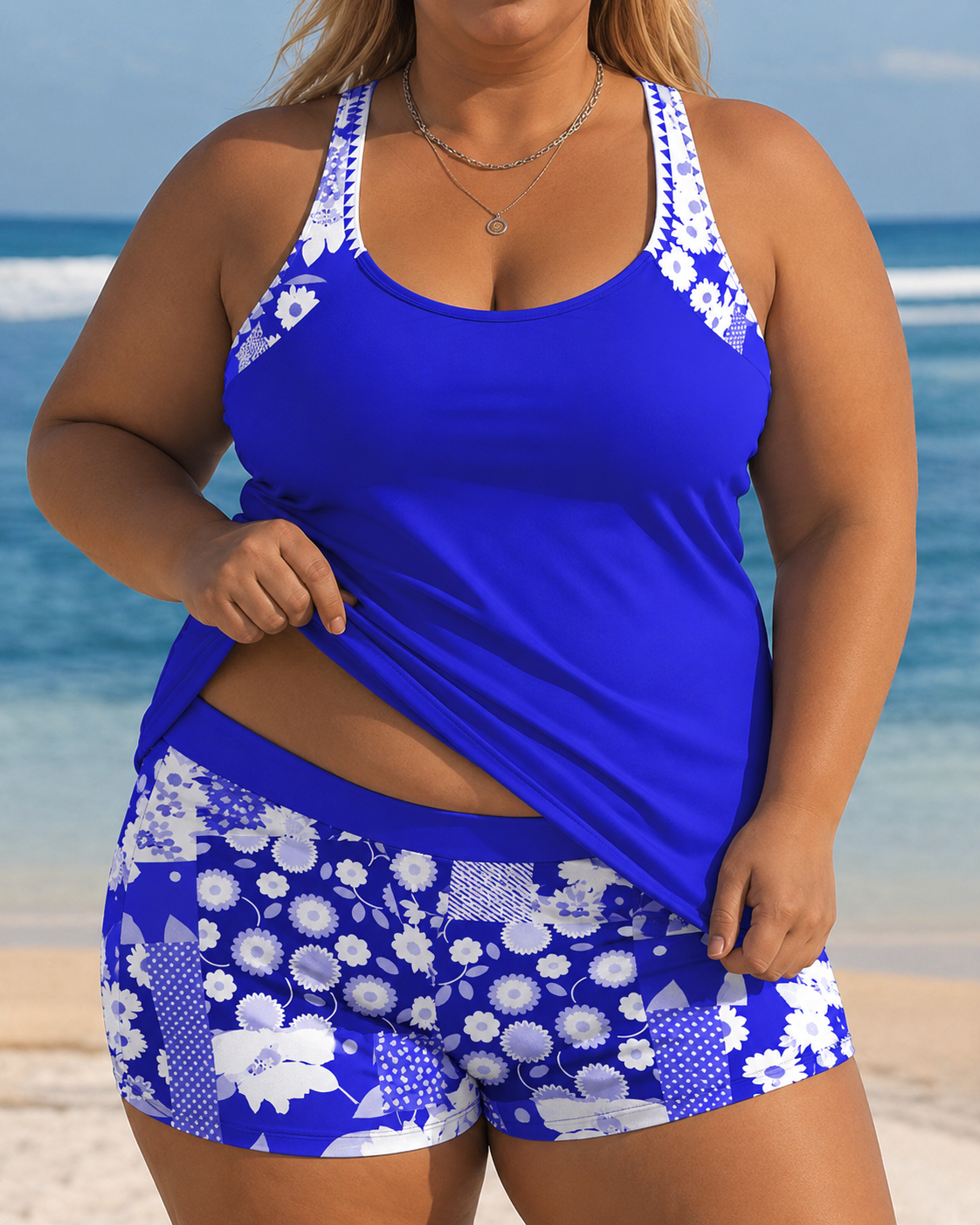 Aria | Plus Size Floral Tankini Shorts Set