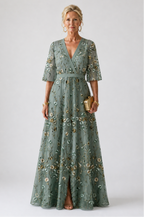 Stella & Grace™ | Floral V Neck Short Sleeve Maxi Dress