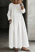 Chelsea | Round Neck Long Sleeve Denim Dress