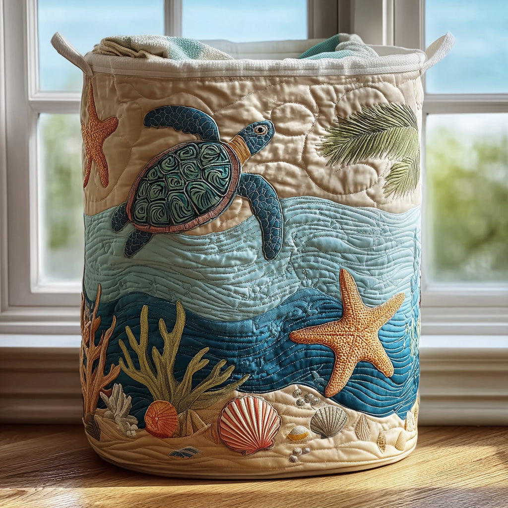 Ocean Turtle Escape Laundry Basket