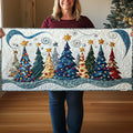 Quilted Table Runner - Snow-Covered Pine Landscape