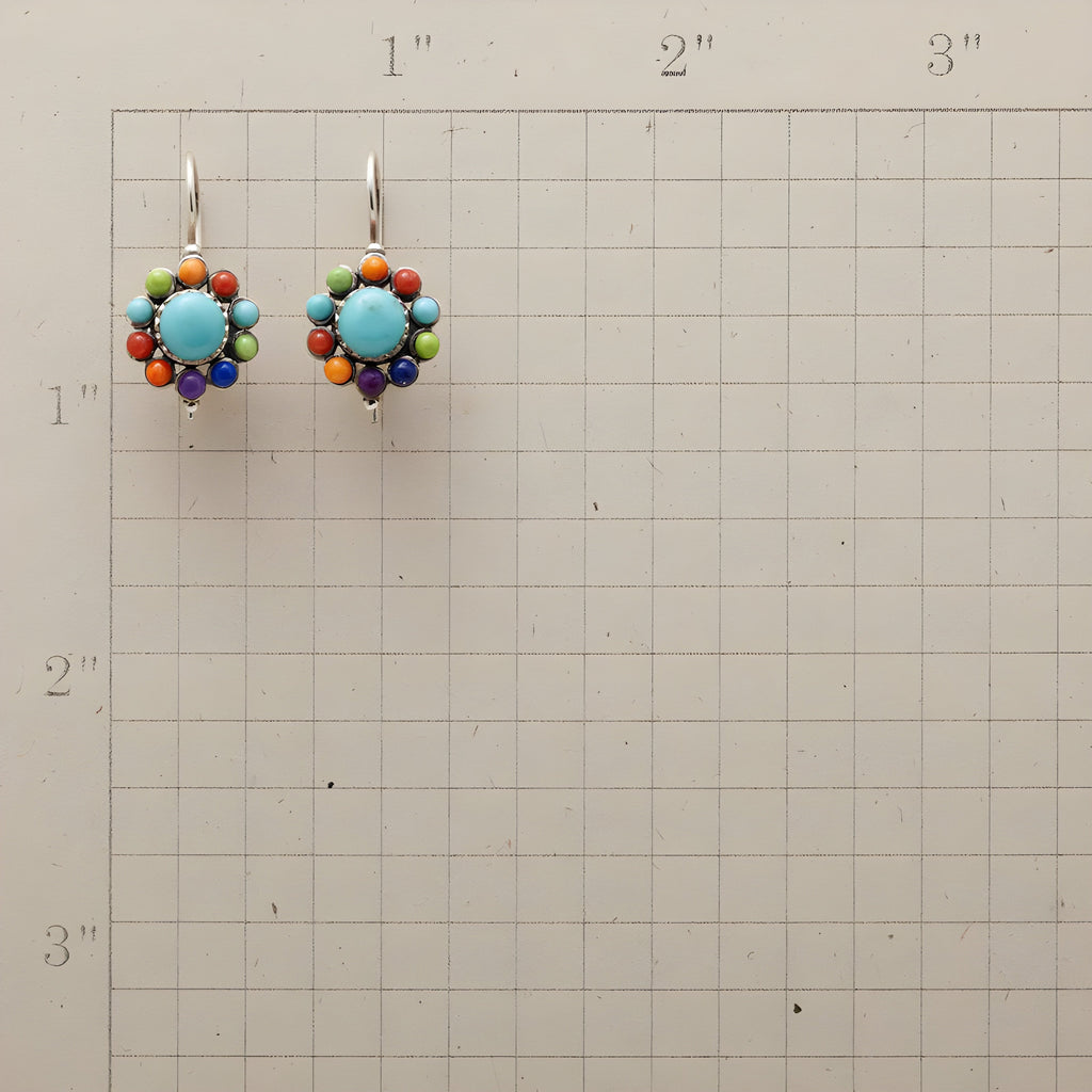 Multi-Colored Turquoise Hoop Earrings