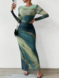 Tahlia | Printed Long Sleeve Maxi Dress