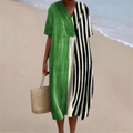 Tahlia™ | Green & Black Striped Summer Dress