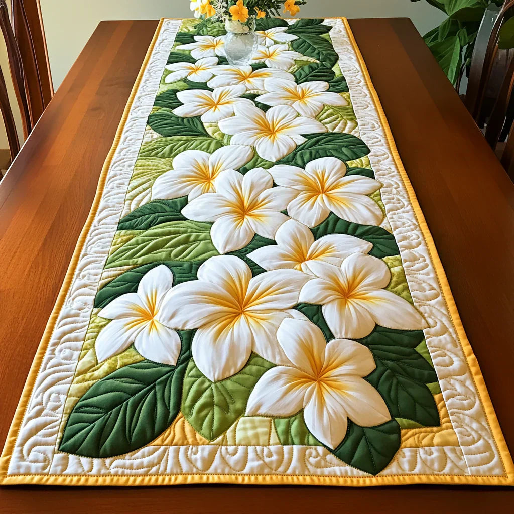 Quilted Tablecloth - Frangipani Flowers