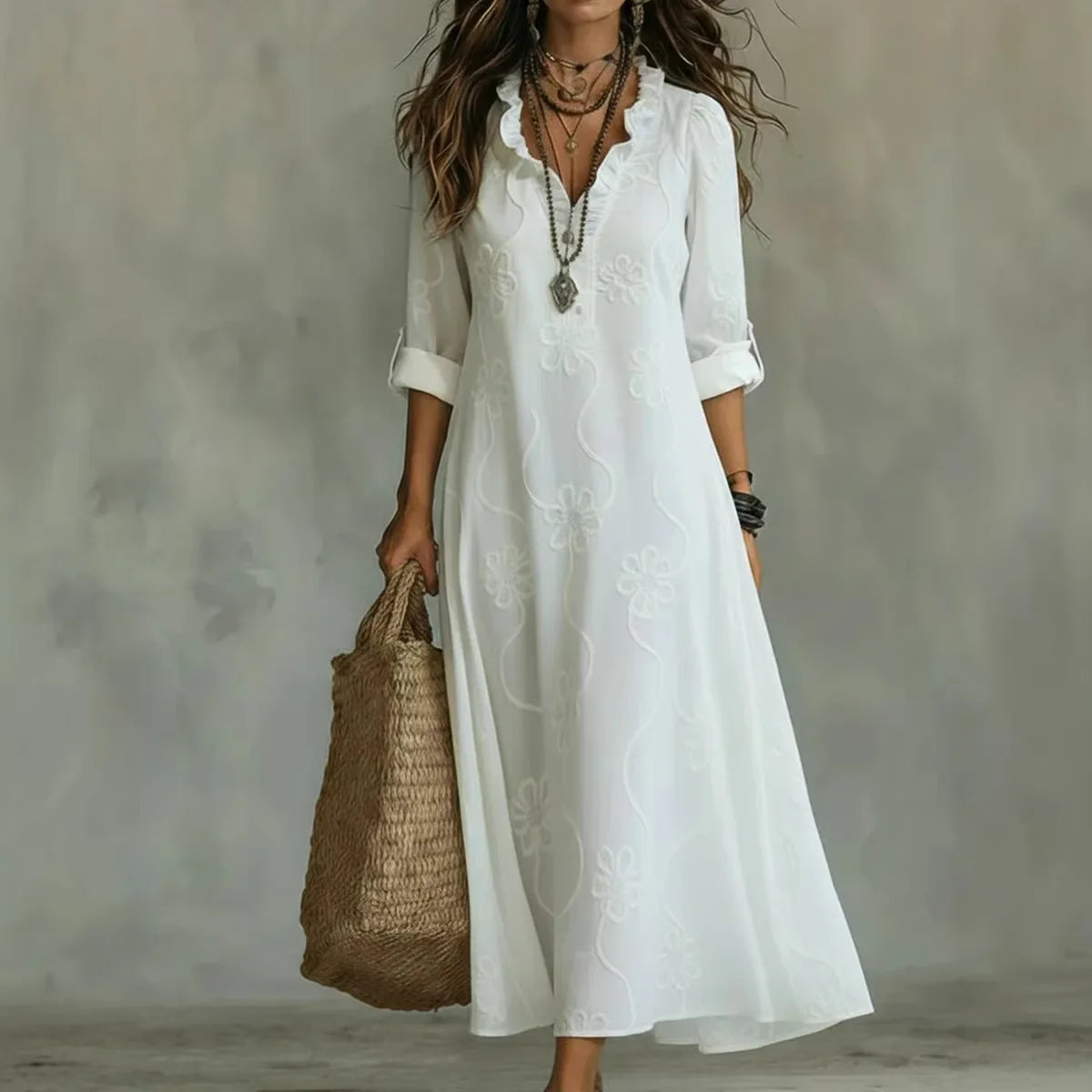 Ardyne | Embroidered Ruffle Maxi Dress