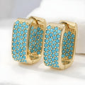 Turquoise Pavé Gold Huggie Earrings