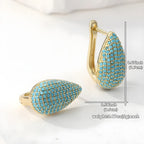 Turquoise Pavé Teardrop Hoop Earrings