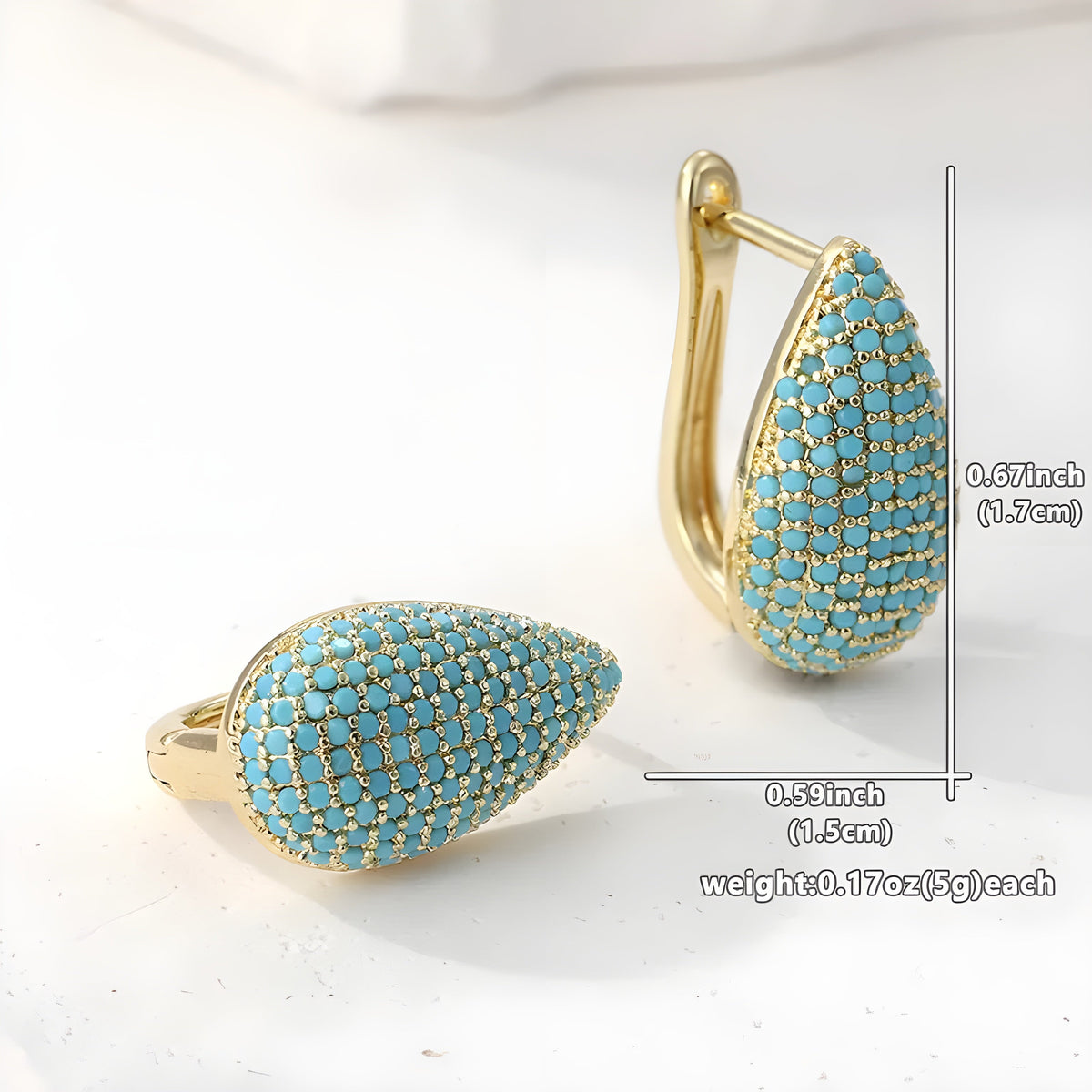 Turquoise Pavé Teardrop Hoop Earrings