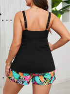 Ayla | Plus Size Ribbed Tankini Shorts Set