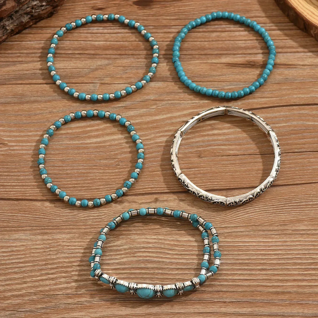 Set with Bohemian Turquoise Bead Bracelet