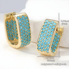 Turquoise Pavé Gold Huggie Earrings