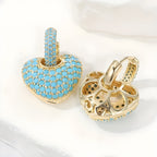 Turquoise Heart Pavé Drop Earrings